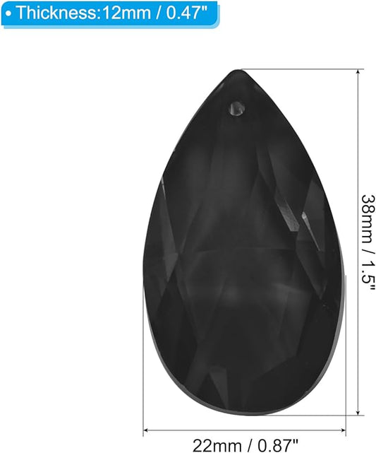 PATIKIL K9 Crystal Pendants Teardrop Beads, 10 Pack 38mm Chandelier Prisms Parts Hanging Beads DIY Lamp for Arts Crafts Decoration, Black