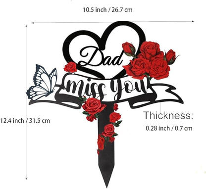 Memorial Plaques Stake Grave Decorations for Cemetery Metal Grave Plaque Stake Markers Sympathy Waterproof Grave Stake Cemetery Decor for Dad Outdoors Garden Personalized