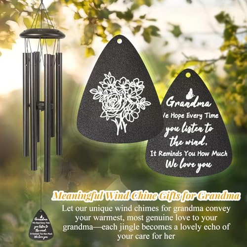 Gifts for Grandma, 25''Wind Chimes Black, Best Grandmother Birthday Gifts from Grandkids, Thanksgiving, Ideas for Grandma