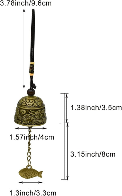 3Pcs Vintage Dragon Bronze Fish Carved Feng Shui Bell - Metal Hanging Temple for Good Luck Bless - DIY Wind Chime for Home Garden Eave Door Decoration