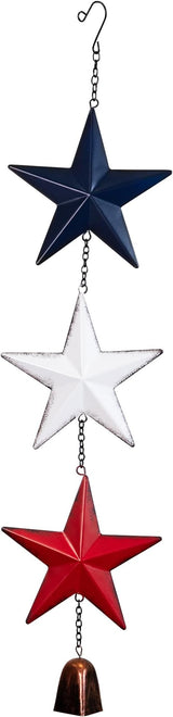 Metal Stars and Bell Hanging Patriotic Wind Chime Decoration - 26"
