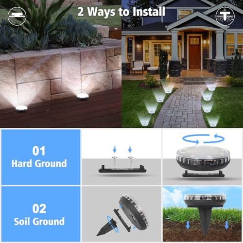 Solar Ground Lights - 8 Pack, Waterproof LED