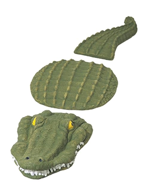 Solid Rock Stoneworks Crocodile 3-Piece Stepping Stone Set – Concrete Garden Decor – Fun Outdoor Pathway Accent – Handcrafted Alligator Design – Made in USA