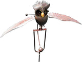 Metal Swinging Owl Wind Spinner for Yard and Garden Decor, Outdoor Metal Windmill Art Deco, Lawn Decorations Wind Sculpture and Spinner, Garden Stake Decorative Kinetic Sculpture