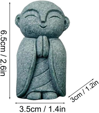 Mini Monk Buddha Statue Sandstone Statues Zen Monk Praying Statue Sculptures for Wealth Good Luck Feng Shui Decor Home Fish Tank Aquarium Garden (Style 13)