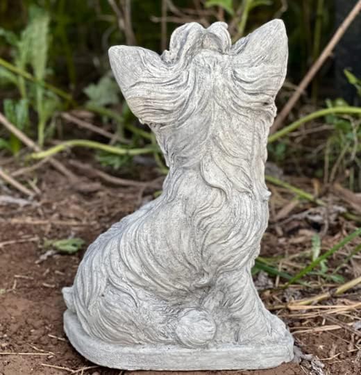 Yorkshire Terrier Statue Concrete Yorkie Figurine Black White Yorkie Sculpture Garden Animal Zen Garden Ornament