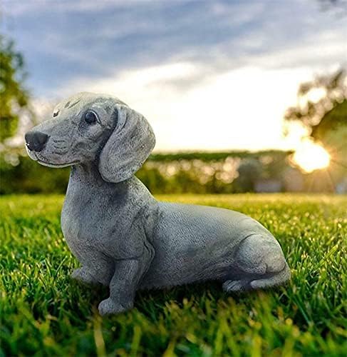 EatingBiting 6.7"x4.7" Resin Dog Dachshund Sculpture Garden Ornament Patio Figurine Outdoor Animal Statue,French Bulldog Statue Garden Decor Yard Lawn Resin Dog Sculpture