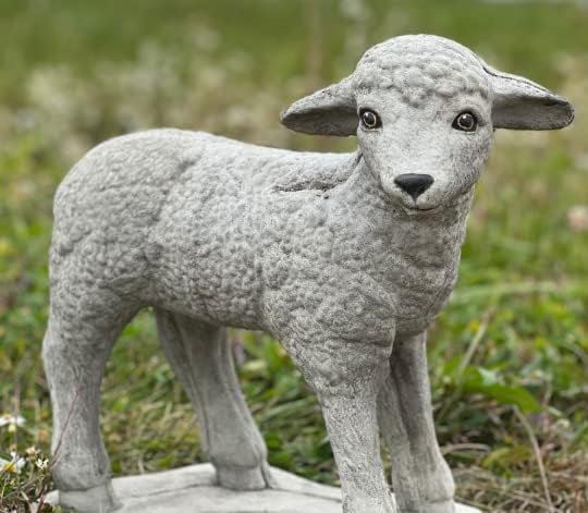 Lamb Statue Outdoor or Indoor Sculpture Concrete Lamb Figurine Garden Lamb Decor Realistic Sheep Statue