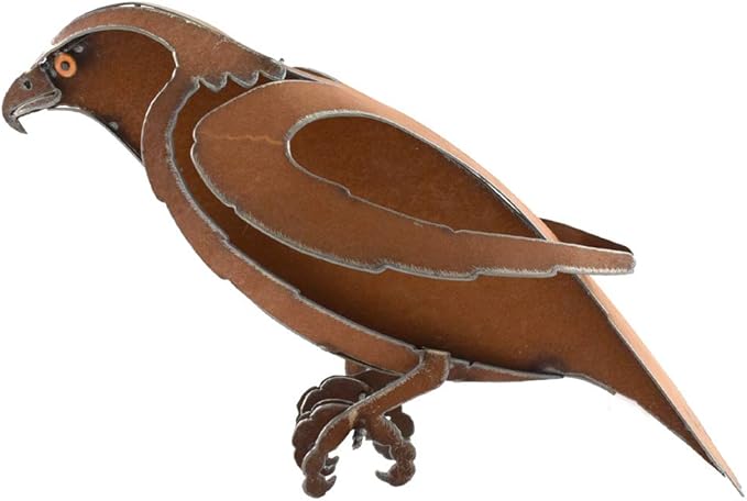 Modern Artisans American Made Metal Hawk Wall-Mounted Garden Art Sculpture, Indoor/Outdoor