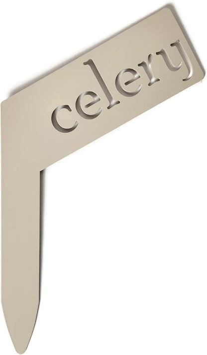 Planter Size Small Metal Garden Plant Vegetable Flower or Herb Markers 13.5 Inches Tall (celery, Cream)