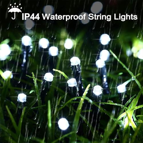 22FT Solar String Lights - 50 LED, 8 Modes, White