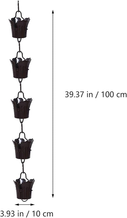 Milisten Copper Garden Rain Chain for Gutter Downspout 1m Winter Drainage Chain with Large Petal Design for Patio Décor and Gutter Water Control