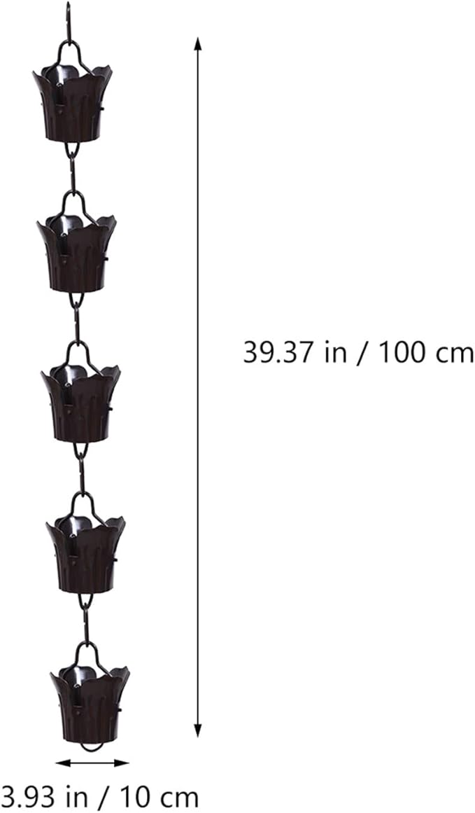 ARTIBETTER Copper Villa Roof Gutter Rain Chain 1m Large Petal Design Winter Drainage Chain for Outdoor Garden and Villa Decoration