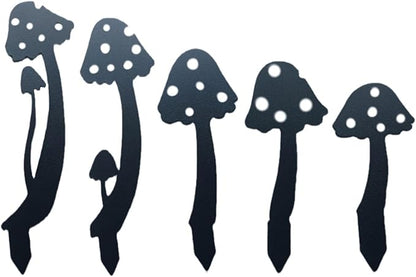 Metal Mushroom Yard Art Garden Decorative Stake Hollow Out Mushrooms Silhouette Statue Decor, 5pcs Mushroom Family Silhouette Sets for Pathway, Floor, Garden, Lawn, Outdoor Decorat (Metal Mushroom)