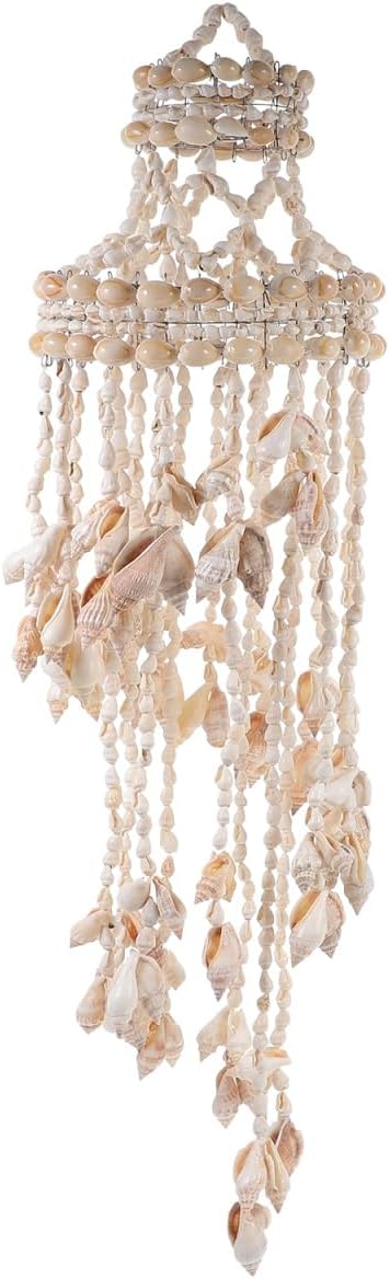 Toddmomy Shell Wind Chime Hanging Ornament 16.53In Coastal Decorative Wind Chimes for Outside Patio Garden Wall Hanging Pendant Natural Home Decoration