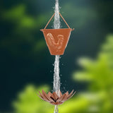 9.84ft Rain Chain with 16 Cups, Metal Rain Chain for Gutters with Bell, Adjustable Rain Catcher Chain Decor for Eaves, Drainage, Replacement for Downspout