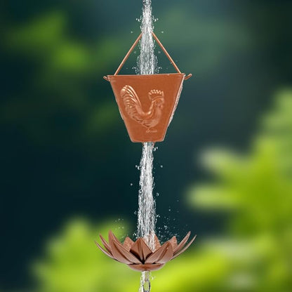 9.84ft Rain Chain with 16 Cups, Metal Rain Chain for Gutters with Bell, Adjustable Rain Catcher Chain Decor for Eaves, Drainage, Replacement for Downspout