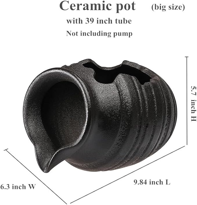 Outdoor Garden Fountain Spitter Pond Water Feature Pump DIY Ceramic Pot Decoration (9.8 inch Color 4)