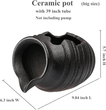 Outdoor Garden Fountain Spitter Pond Water Feature Pump DIY Ceramic Pot Decoration (9.8 inch Color 4)