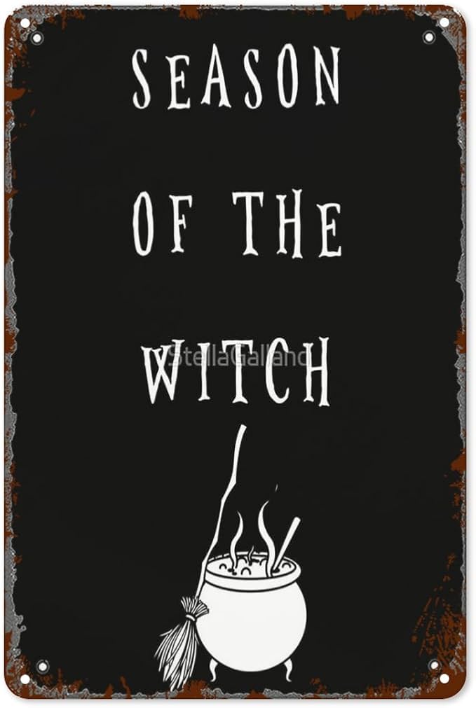 patio wall decor Witch Season Gothic Occultoween metal signs vintage Club Vintage Retro Tin Sign Cute Funny Bathroom Yard Wedding Street Garage Plaque Wall Decor 8X12inch