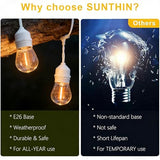 SUNTHIN 50FT White Outdoor String Lights - 16 LED Bulbs