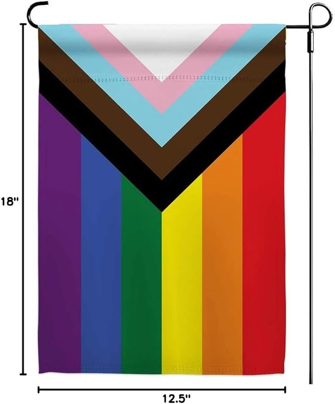 Progress Pride Rainbow Garden Flags - Inclusive Progress Yard Small Flag 12.5x18 Inch for LGBTQ Lesbian Gay Transgender