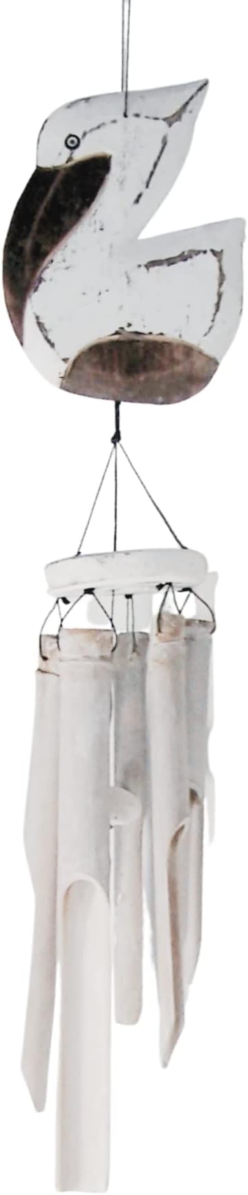 Bamboo Pelican Windchime, Outdoor Garden Decoration, Beach Themed Décor, 32 Inches