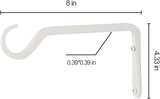 AILIN YELOKIE 8" Plant Hangers 2-Pack - Heavy Duty Rust-Resistant Steel Hooks for Bird Feeders, Indoor/Outdoor Plants & Wall Decor, White