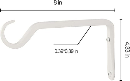 AILIN YELOKIE 8" Plant Hangers 2-Pack - Heavy Duty Rust-Resistant Steel Hooks for Bird Feeders, Indoor/Outdoor Plants & Wall Decor, White