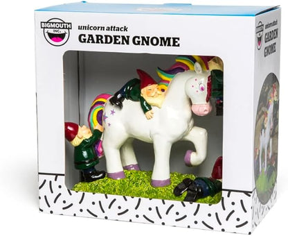 BigMouth Inc Unicorn Attack Garden Gnome Statue, Funny Outdoor Lawn & Yard Figurine, Housewarming Gag Gift Sculpture Decorations