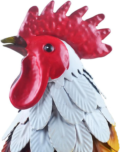 Rooster Statue Small Colorful Metal Mallard Chicken Sculpture Garden Decoration Metal Yard Art for Patio Lawn Backyard Outdoor Decoration