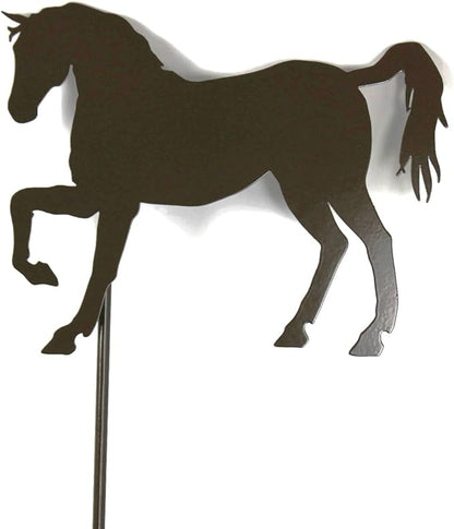 Pets and Farm Animals Metal Garden Landscape Stake (9" Wide Horse on Stake, Gloss Brown)