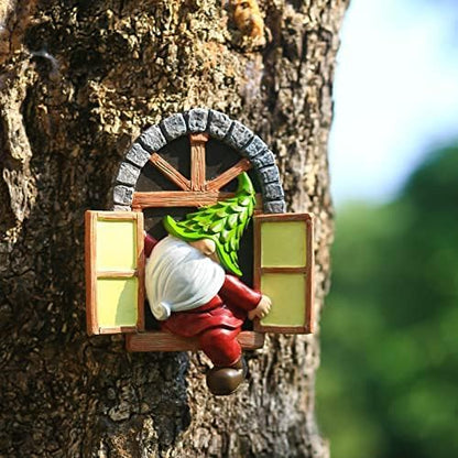 vomiceak Whimsical Fairy Garden Gnome Statue, Tree Faces Decor Outdoor -5.9 Inch, Funny Garden Tree Decoration,Ideal Patio Yard Lawn Porch Decoration