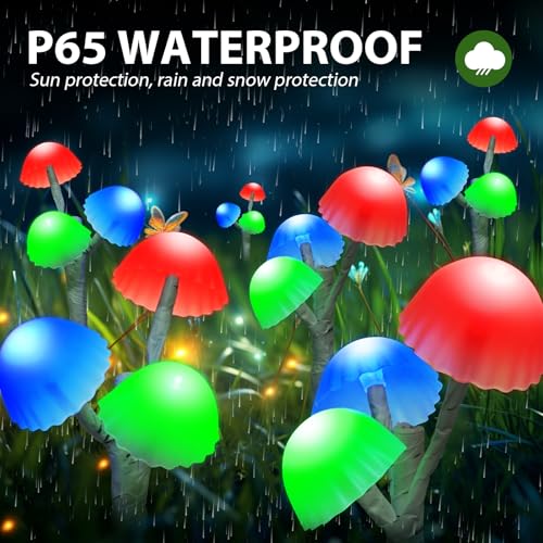 Solar Mushroom Lights - 6 Pack 18LED Multi-Color