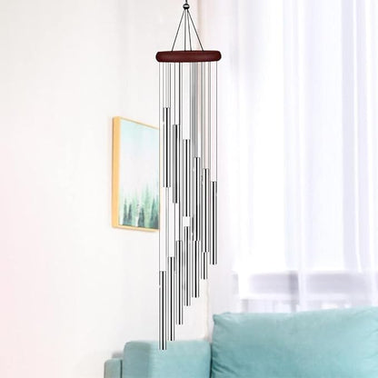 Premium Wind Chimes, Metal Wind Chimes with 12 Hollow Aluminum Tubes, Sliver Wind Chime for Party Home Garden Yard Patio Decor, Gift etc, 23 Inch