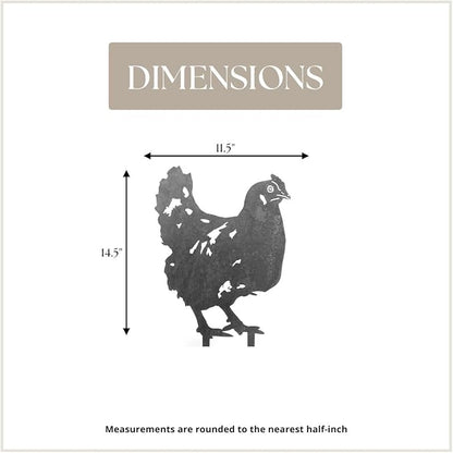 Corten Steel Chicken Silhouette Rusting Yard Stake