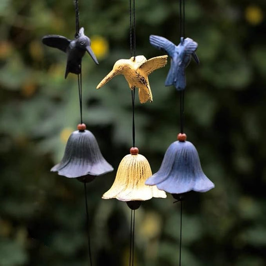 1 pc Japanese Traditional Hummingbird Wind Chimes for Outside, Green Hummingbird Iwachu Cast Iron Bless Temple Wind Bell Memorial Wind Chimes Outdoor or Indoor for Good Luck Garden (Green)