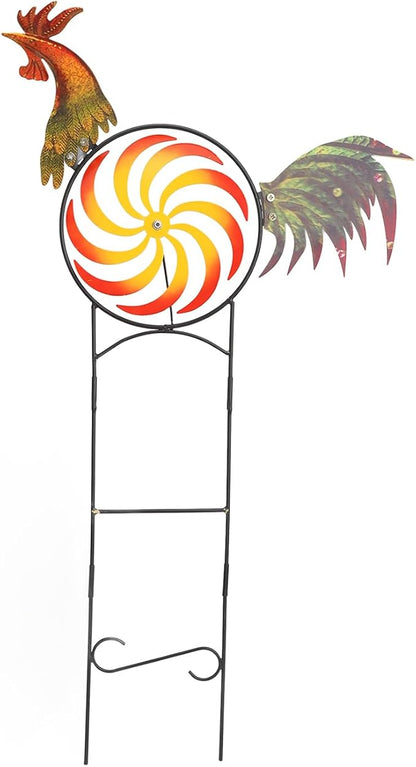 Metal Rooster Wind Spinner, Outdoor Iron Windmill Decorative Sculpture withRotation for Farm Lawn Yard Garden