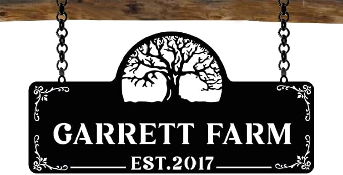 Personalized Metal Farm Sign, Customized Family Name Ranch Sign, Large Last Name Sign for Farmhouse Decoration, Outdoor Farm Wall Art, Welcome Sign, Entrance Gate Sign, Farm Lovers Gift, Garden Decor