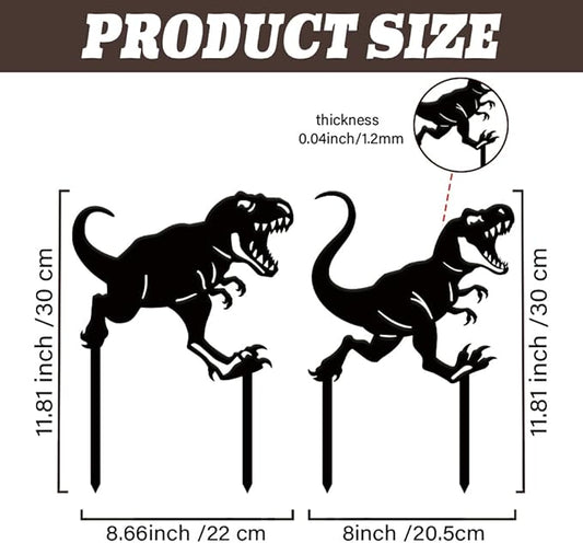 SUPERDANT 2PCS Metal Dinosaur Garden Decor for Outside Tyrannosaurus Rex Yard Stakes for Decorations Outdoor Statues Iron Art Stake Decorative Silhouette Lawn Ornament Patio Porch Farmhouse Decor Gift