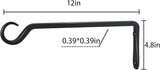 AILIN YELOKIE 12" Plant Hangers 8-Pack - Heavy Duty Rust-Resistant Steel Hooks for Bird Feeders, Indoor/Outdoor Plants & Wall Decor, Black