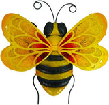 LIFFY Metal Bees Outdoor Decor, 2Pack 10 Inch Glass Bee Wall Art Sculptures for Home, Garden, Fence, Patio