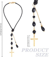 Cross Hanging Ornament Black Glass Crystal Bead Charm Suncatcher Car Mirror Pendant Accessories Good Luck Keychain for Bag Window Car Mirror Door Garden Balcony Home Decor