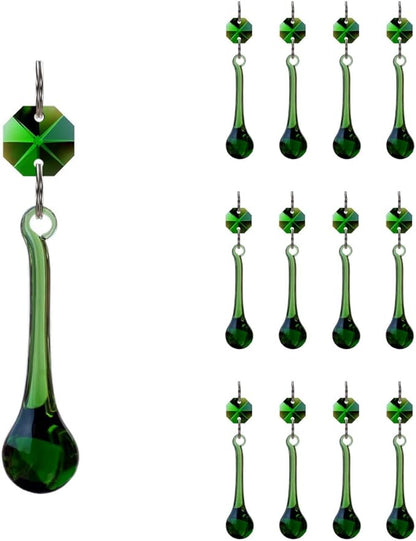 12pcs Raindrop Crystal Chandelier Prisms Parts, Hanging Crystals Beads for Chandeliers, Home Decoration