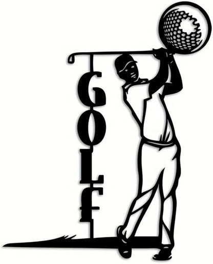 Metal Garden Sport Art Home Yard Patio Golf Tree on Branch Steel Silhouette Statue Stake Christmas Decoration, Black