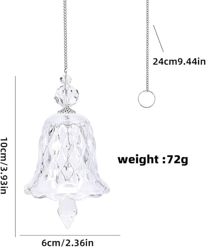 Crystal Bell Suncatcher, Iridescent Rainbow Glass, Hanging Window Decoration (Clear, 4"(10cm))