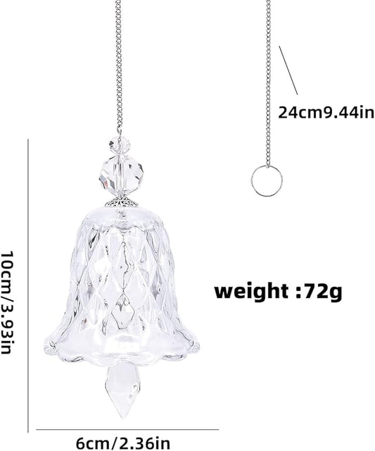 Crystal Bell Suncatcher, Iridescent Rainbow Glass, Hanging Window Decoration (Clear, 4"(10cm))
