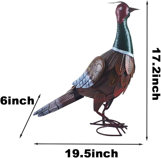 Pheasant Statue Metal Chicken Sculpture Garden Decoration Metal Yard Art for Patio Lawn Backyard Outdoor Decoration