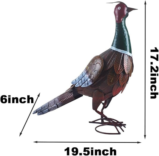Pheasant Statue Metal Chicken Sculpture Garden Decoration Metal Yard Art for Patio Lawn Backyard Outdoor Decoration
