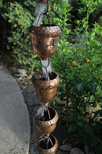 Autumn Oak Copper Rain Chain with Installation Kit - 9 Foot